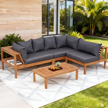 Gardeon 5-Seater Outdoor Sofa Set with Wooden Bench & Table