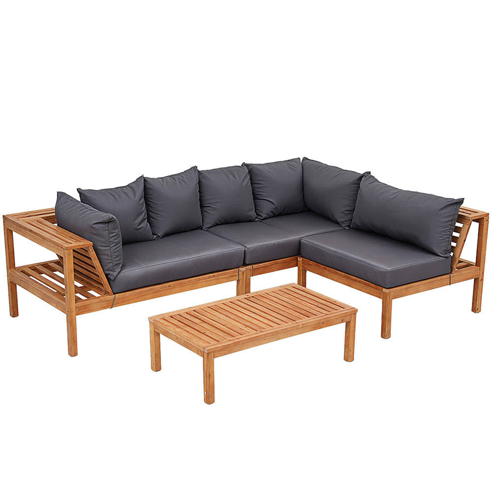 Gardeon 5-Seater Outdoor Sofa Set with Wooden Bench & Table
