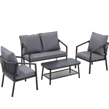 Gardeon 4-Seater Outdoor Sofa Set with Table & Cushions