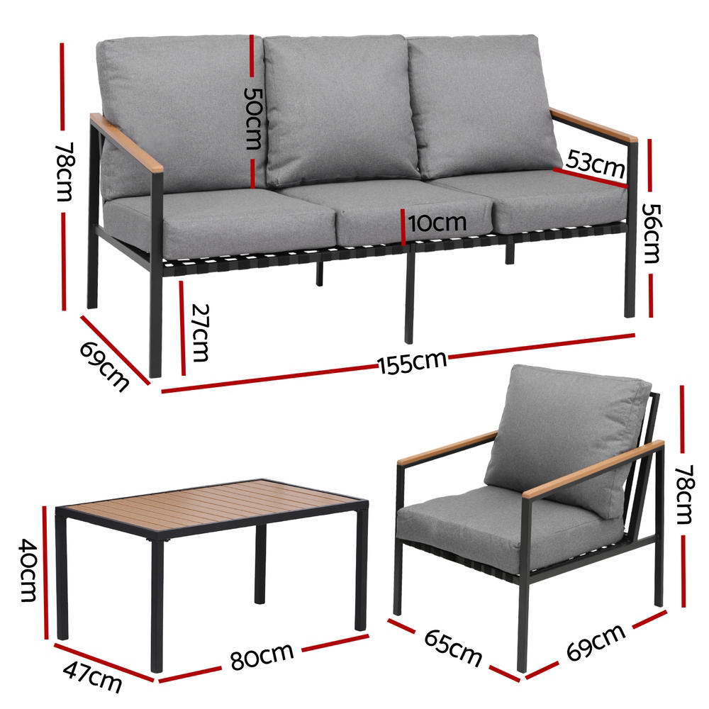 Gardeon 5-Seater Outdoor Sofa Set with Table & Cushions