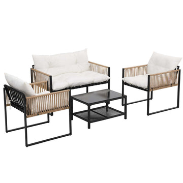 Gardeon 4-Seater Outdoor Sofa Set with Cushions & Table