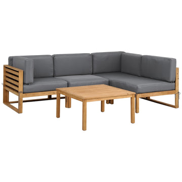 Gardeon 4-Piece Outdoor Sofa Set with Wooden Frame & Table