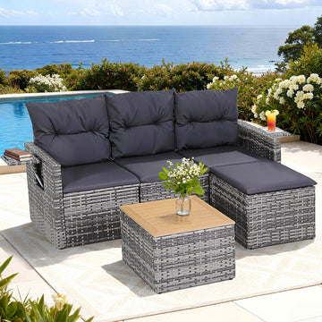 Gardeon 4-Seater Outdoor Sofa Set with Table & Ottoman