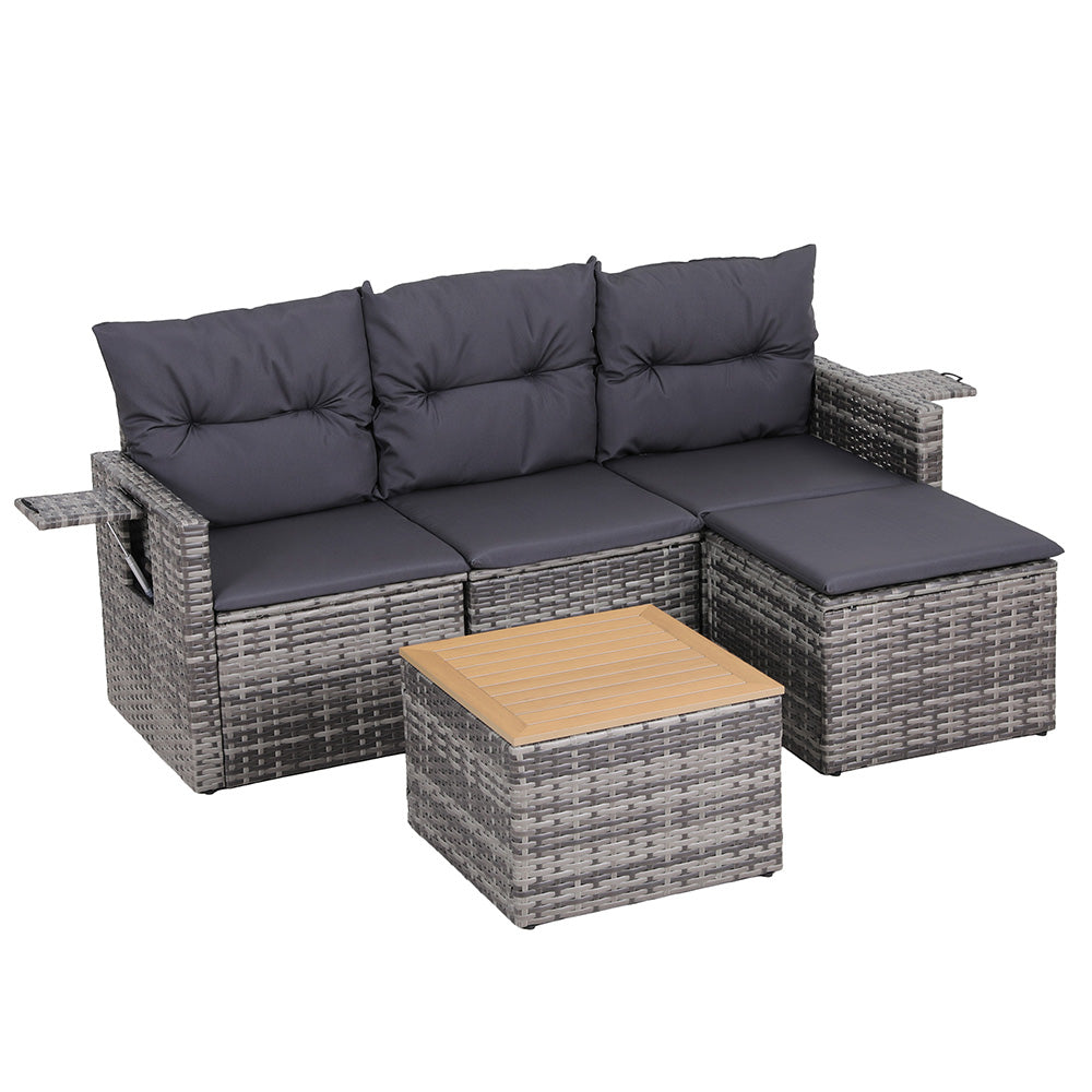 Gardeon 4-Seater Outdoor Sofa Set with Table & Ottoman