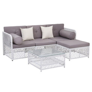 Gardeon 4-Seater Outdoor Sofa Set with Table & Ottoman