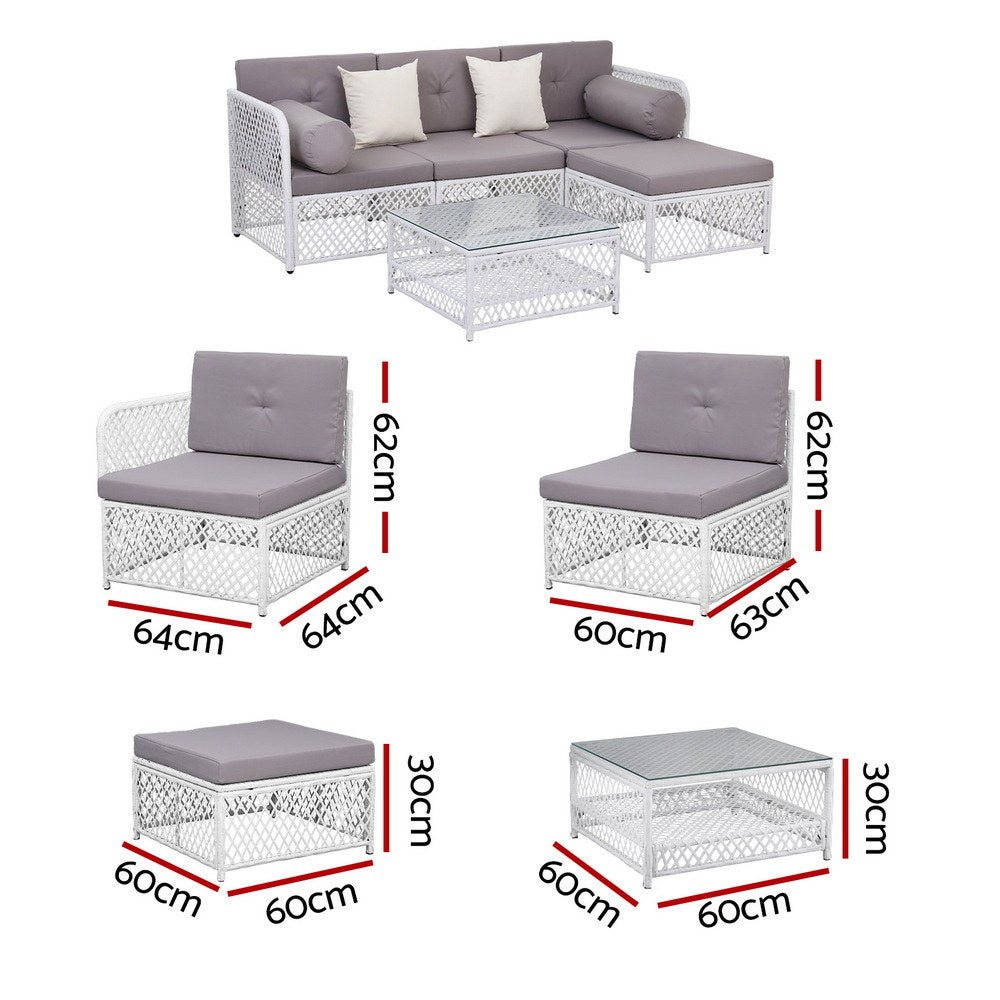 Gardeon 4-Seater Outdoor Sofa Set with Table & Ottoman