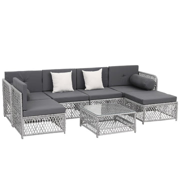 Gardeon 6-Seater Outdoor Sofa Set with Rattan & Table