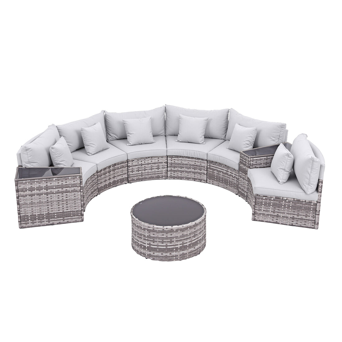 Gardeon 6-Seater Outdoor Sofa Set - 9PCS Rattan Garden Set