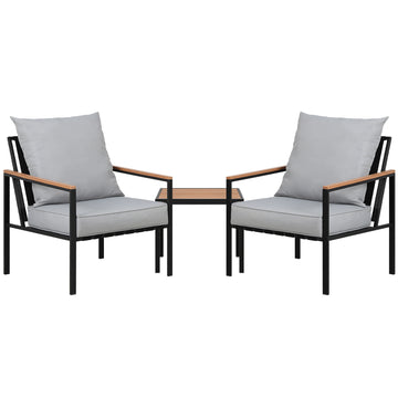 Gardeon 3PC Outdoor Furniture Bistro Set – Black Chairs & Table