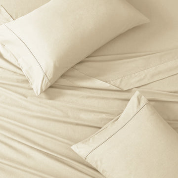 100% Organic Washed Cotton Sheet Set - Ivory