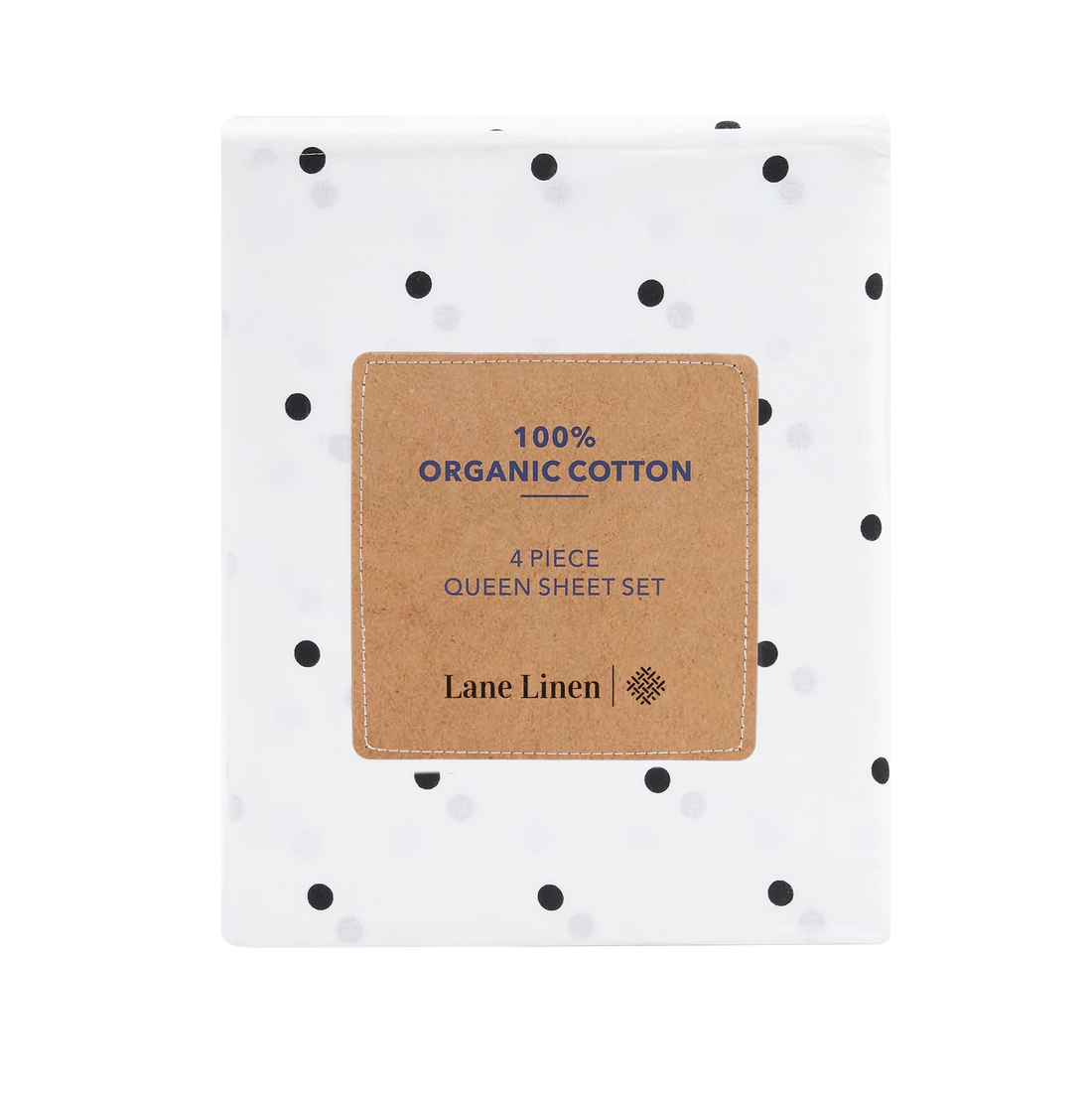 100% Organic Washed Cotton Sheet Set - Polka Dot Black