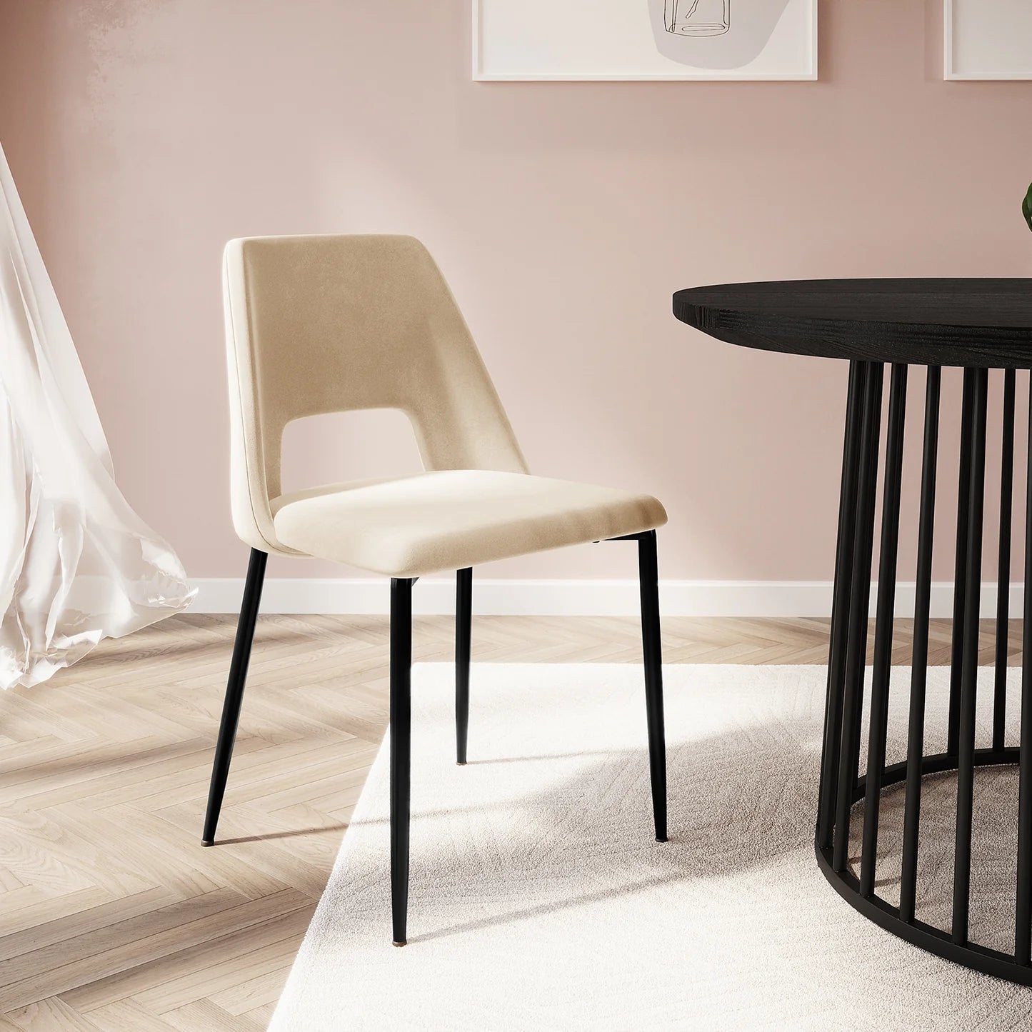 Oatmeal velvet dining chair set of 2 Australia