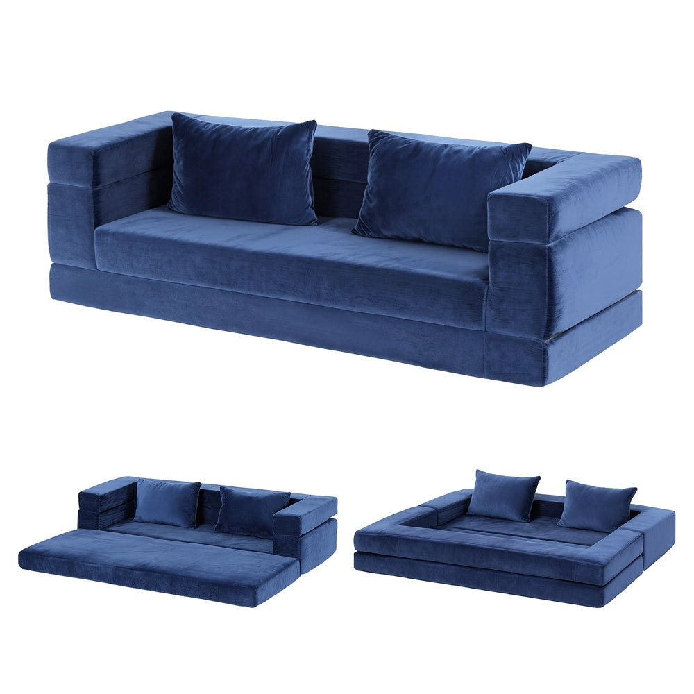 Artiss 3-in-1 Convertible Folding Sofa Bed Blue