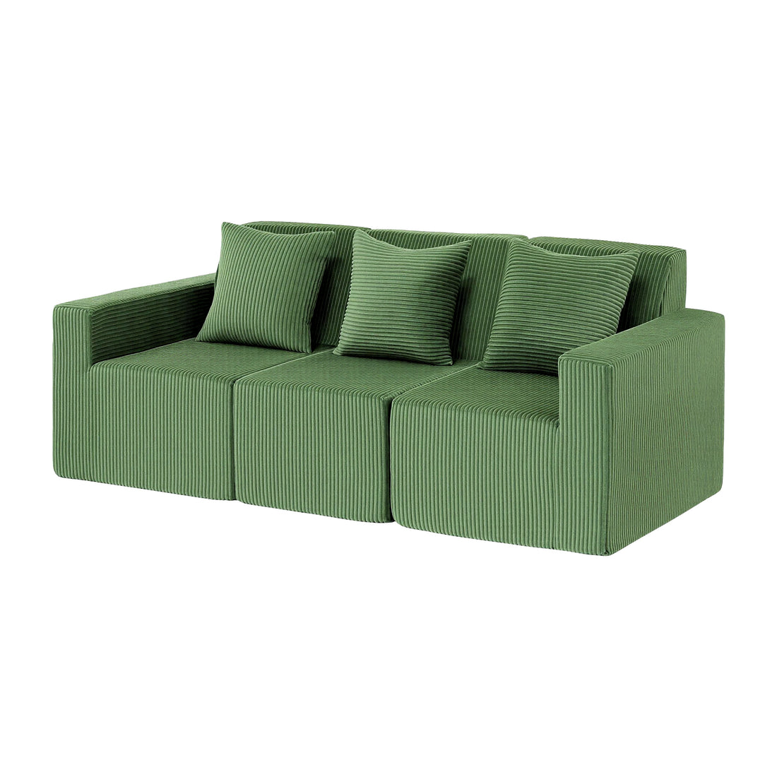 Artiss 3-Seater Modular Corduroy Sofa Bed Green