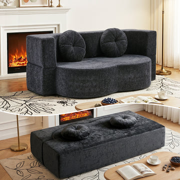 Artiss Grey 2-in-1 Convertible Sofa Bed