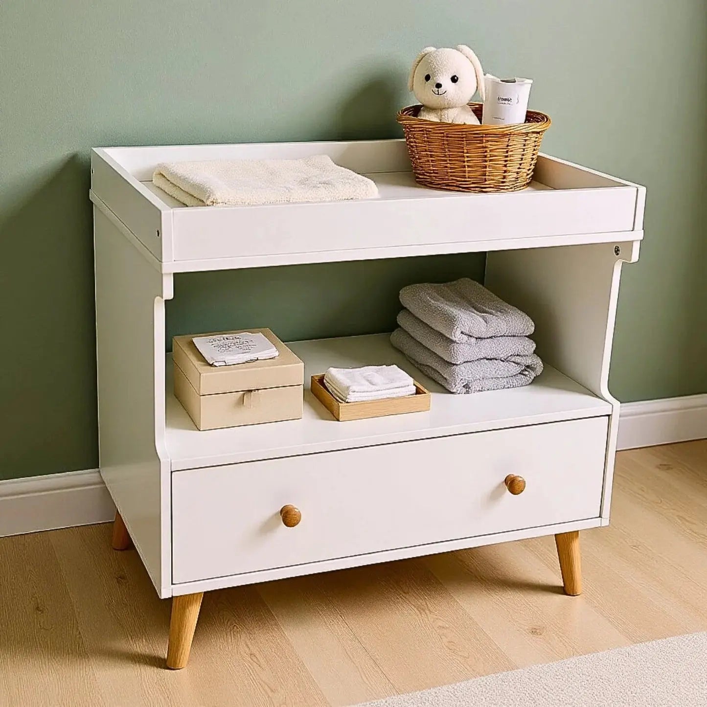 Solid pine baby change table with storage Australia
