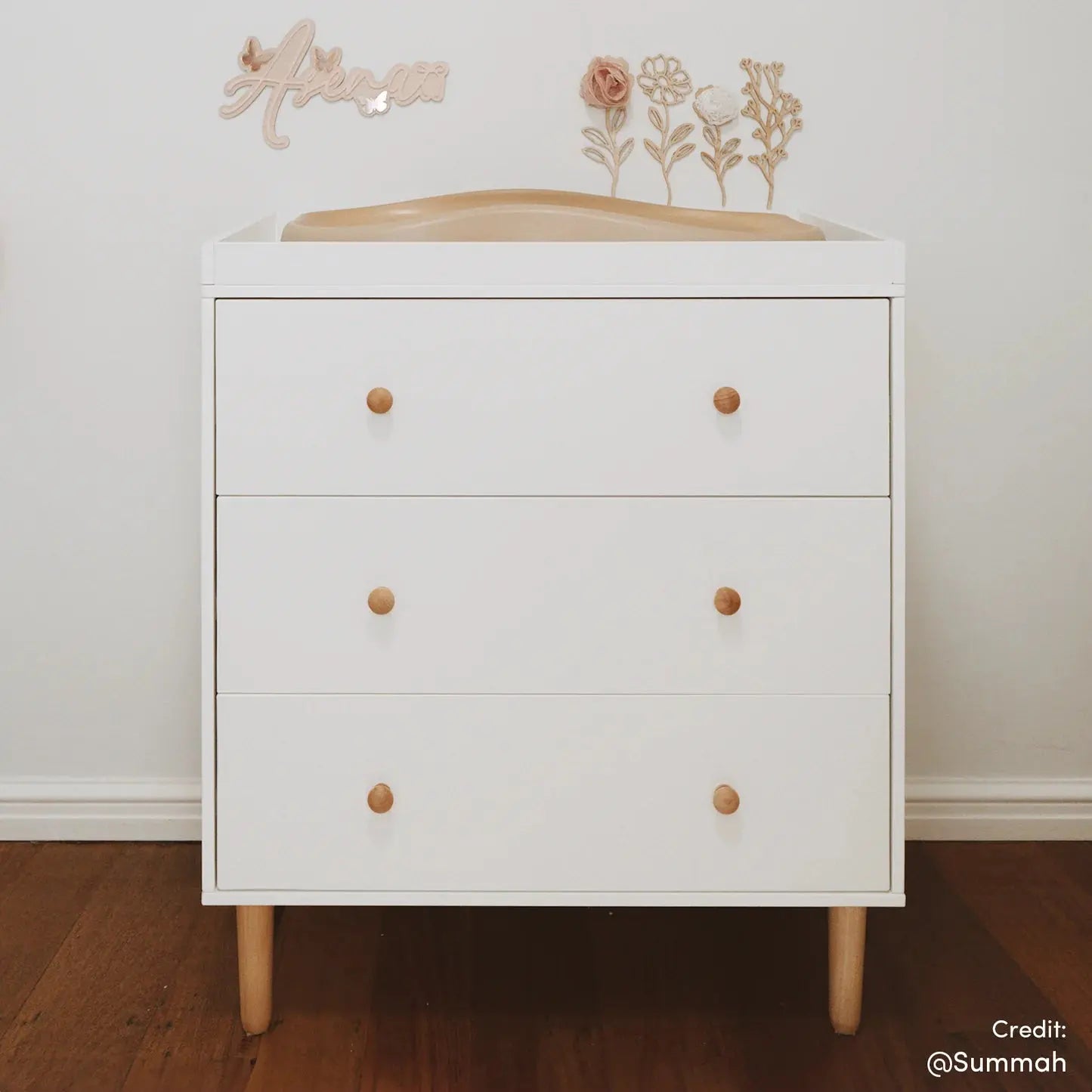 Solid timber baby changing station