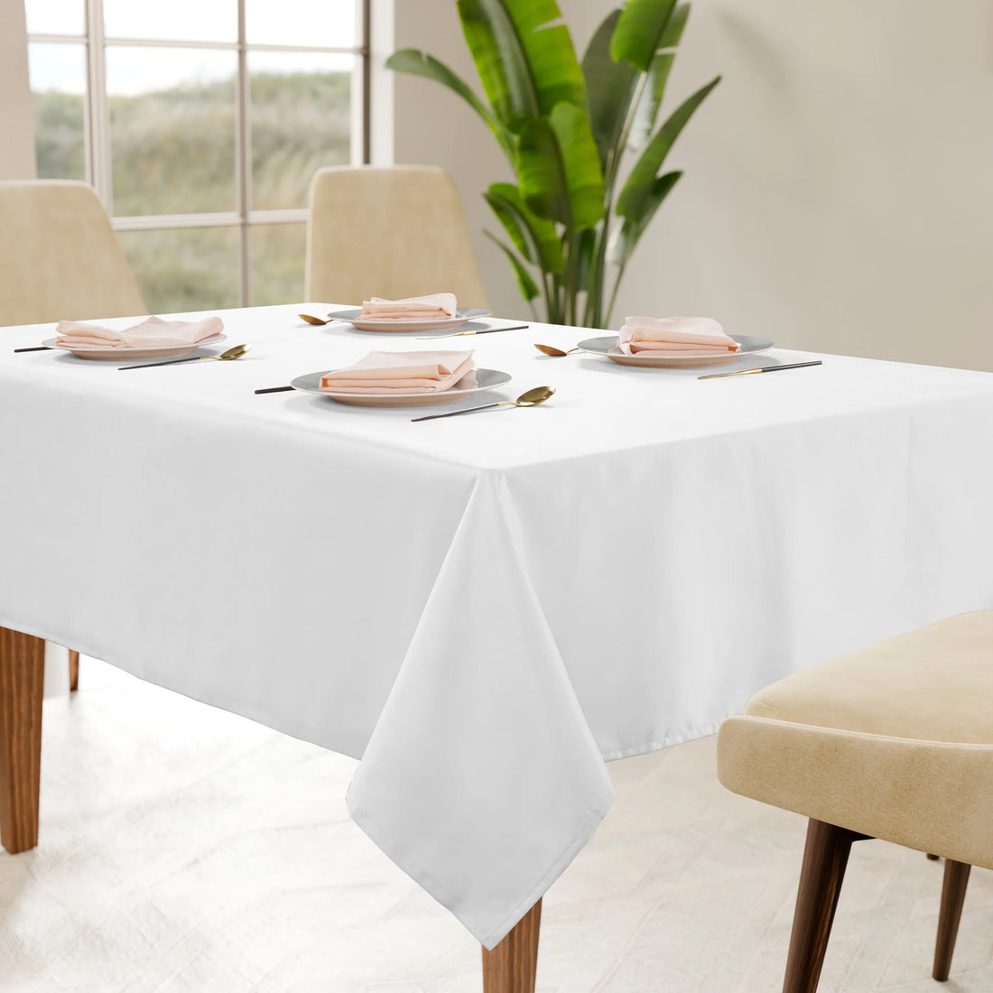 Solid Tablecloth 10 seat 152x304cm - White