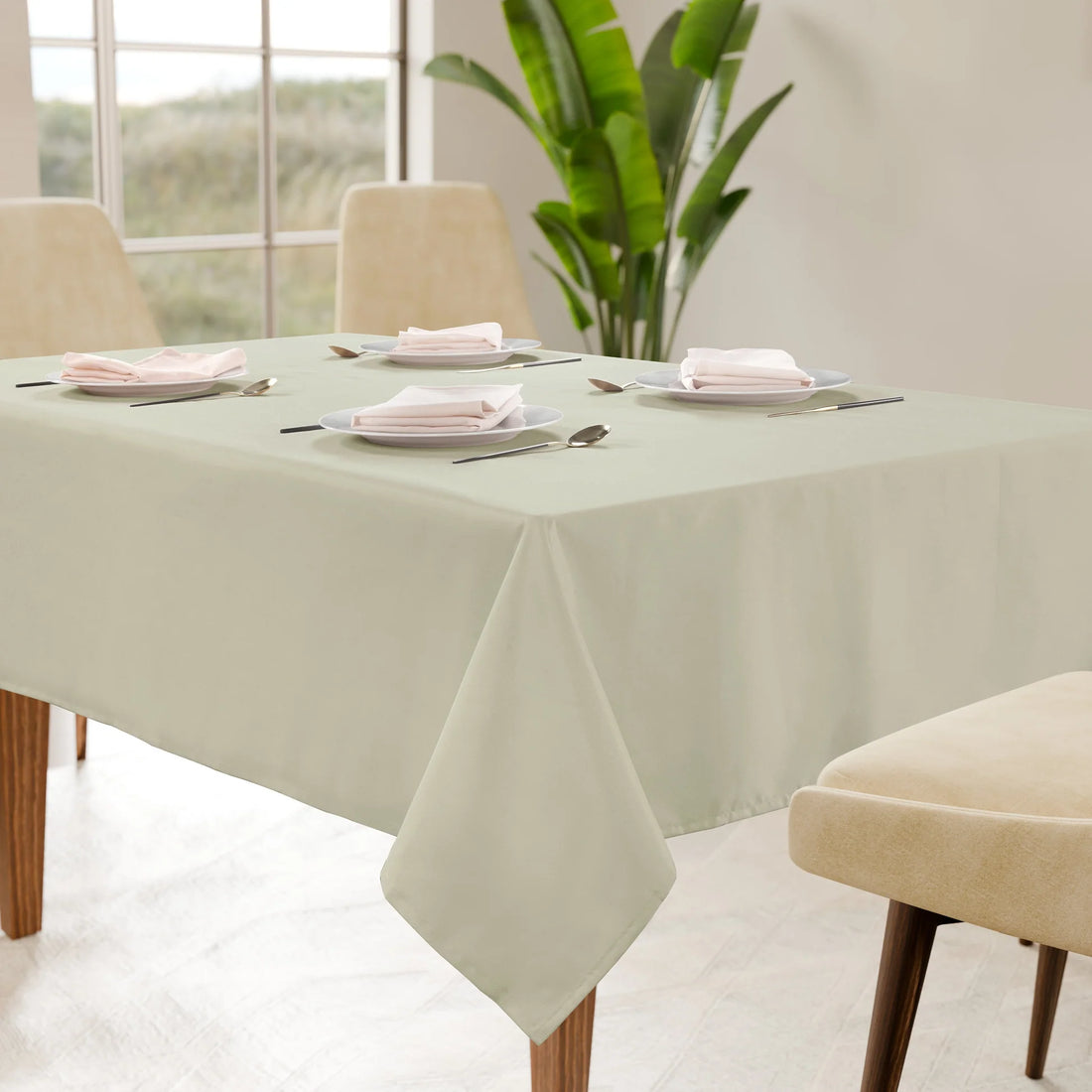 Solid Tablecloth 10 seat 152x304cm - Pumice Stone
