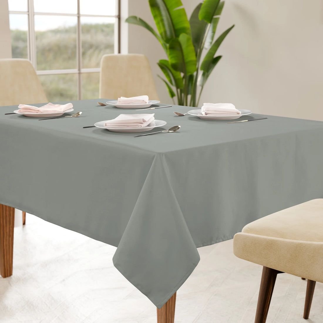Solid Tablecloth 10 seat 152x304cm - Silver