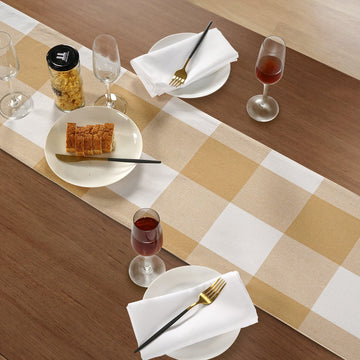 Table Runner 33x228cm - Beige Check