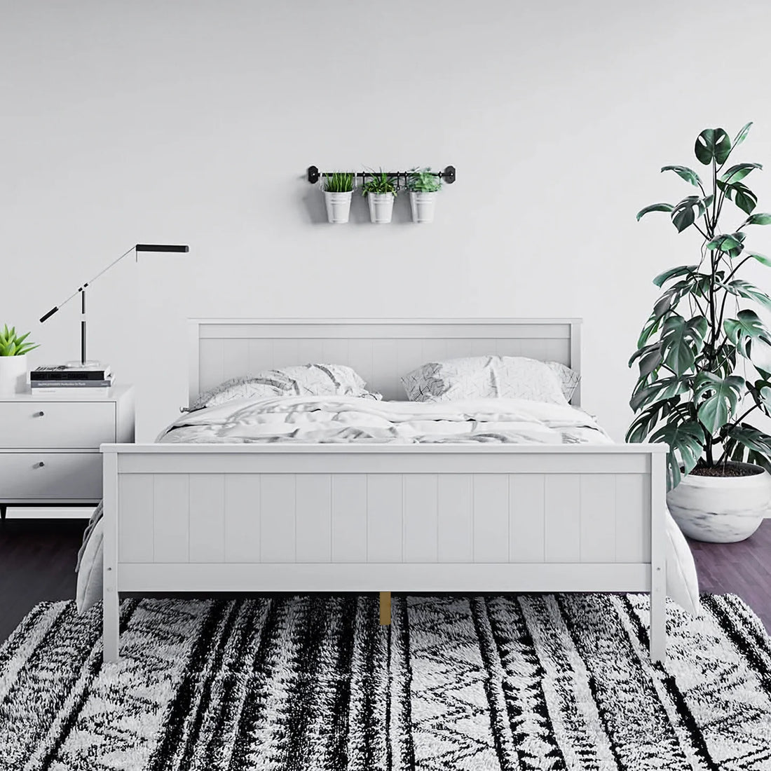 Double solid pine wood bed Australia white frame