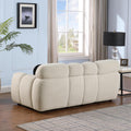 Textured beige boucle sofa living room setup