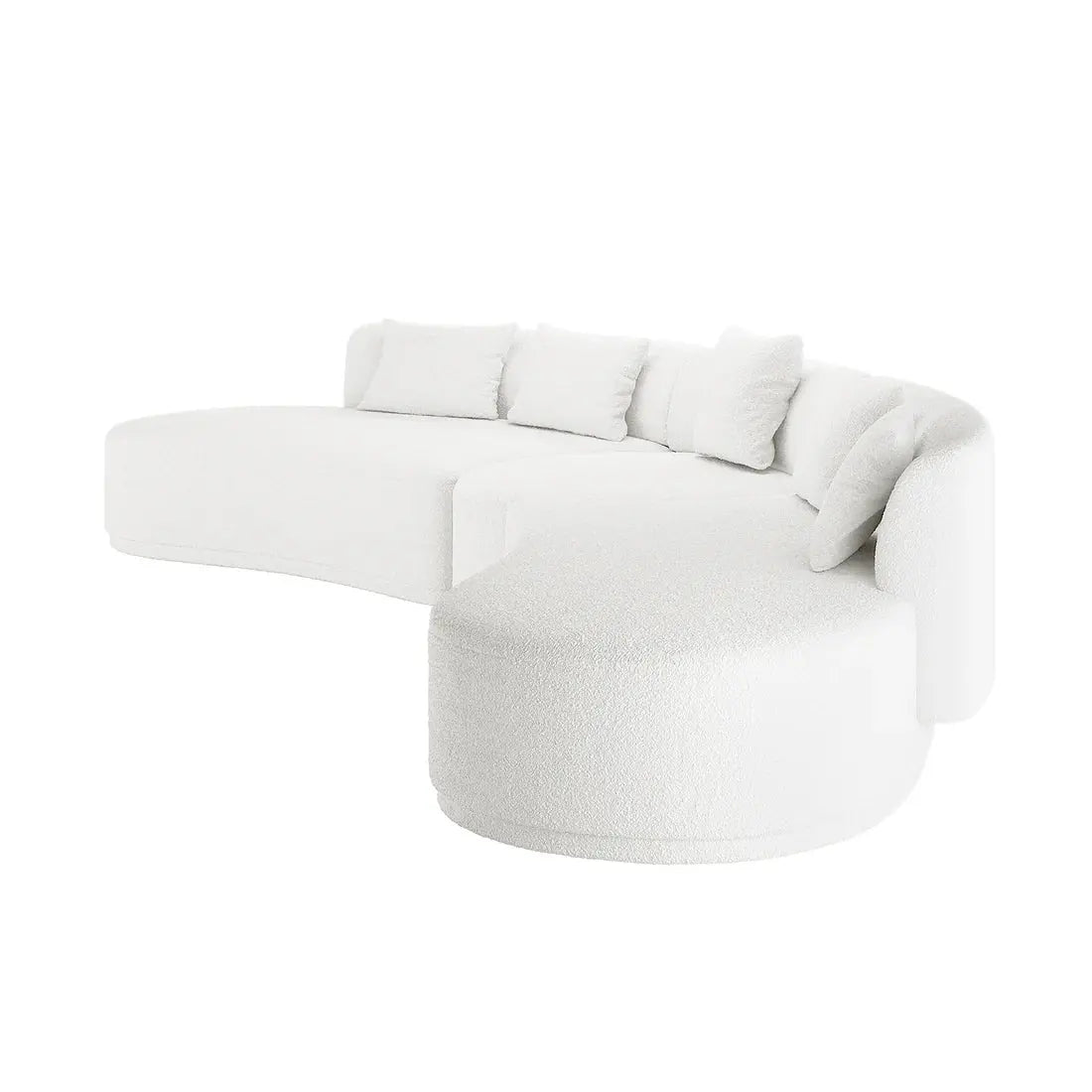 Textured boucle couch set cream finish