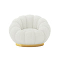 Textured boucle lounge chair swivel design