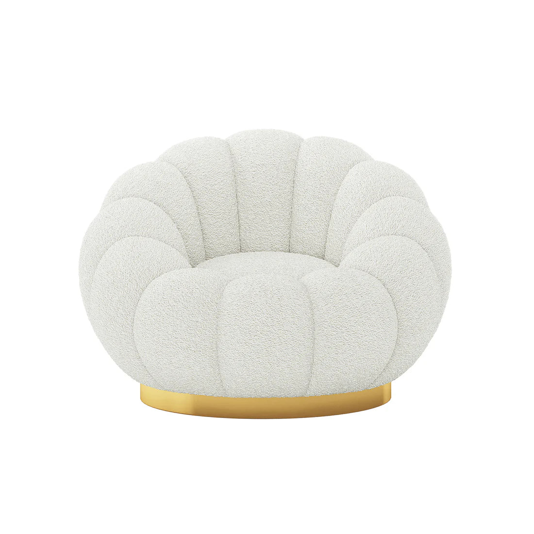 Textured boucle lounge chair swivel design