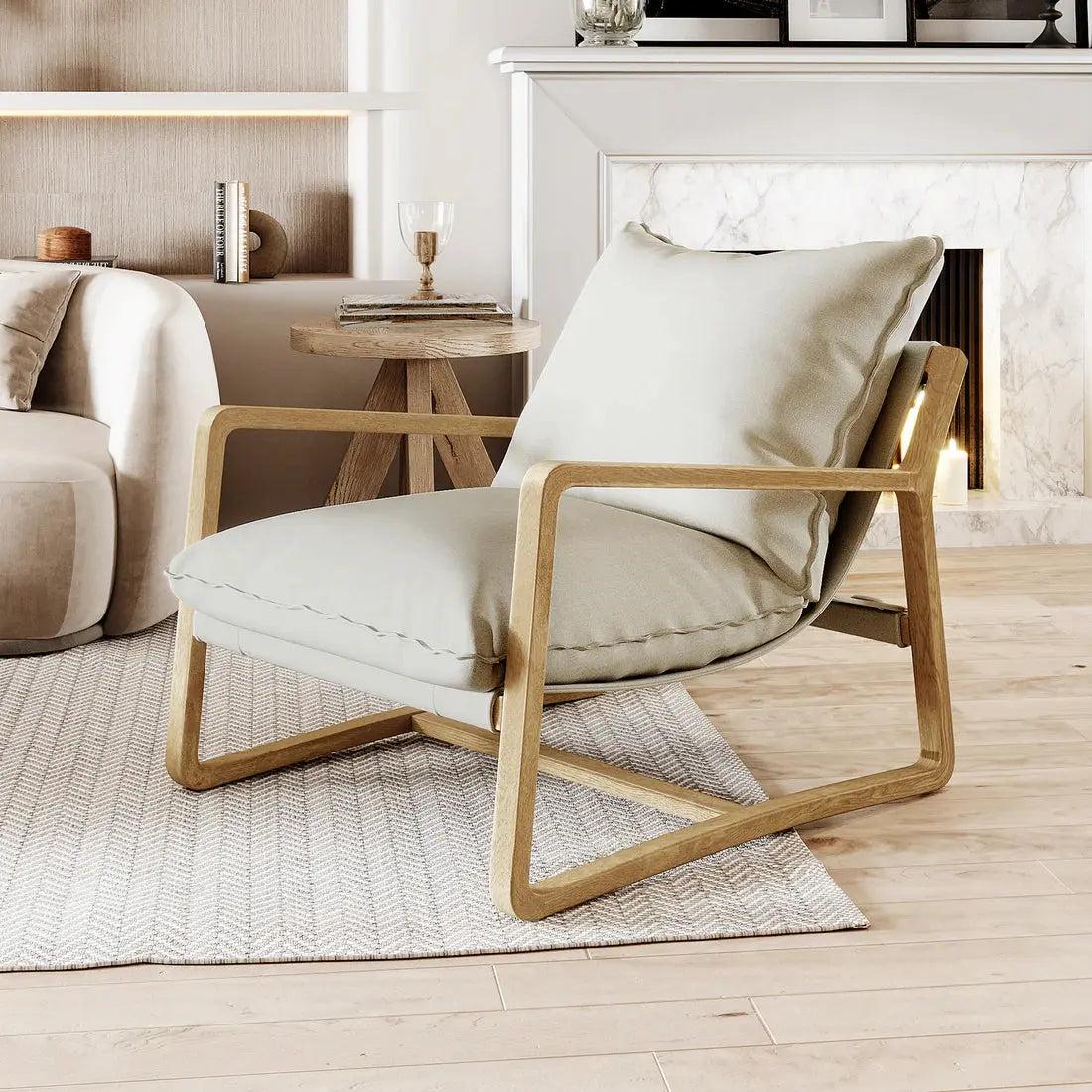 Tilly linen sling accent chairs Australia hardwood frame