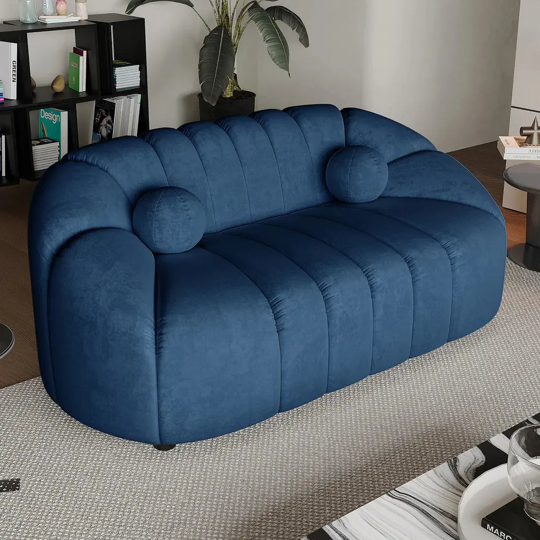 Trina velvet curved sofa Beyond Living