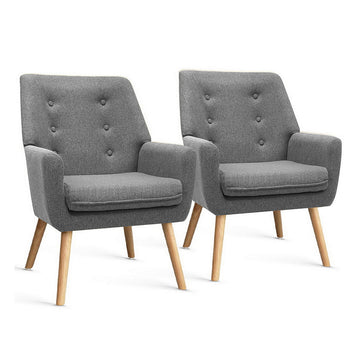 Artiss Grey Anne 2-Pack Accent Armchair Set