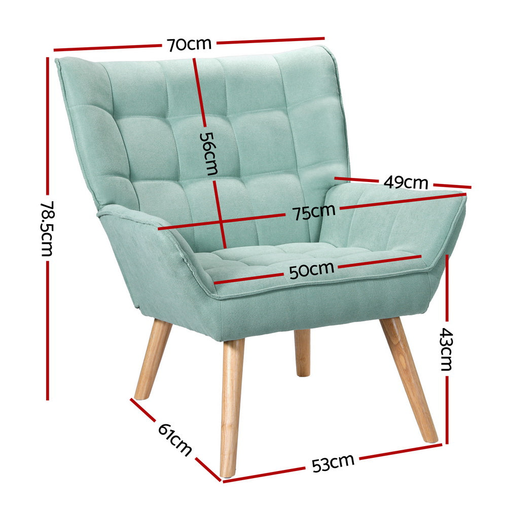 Artiss Blue Linen Accent Armchair Lounge Chair