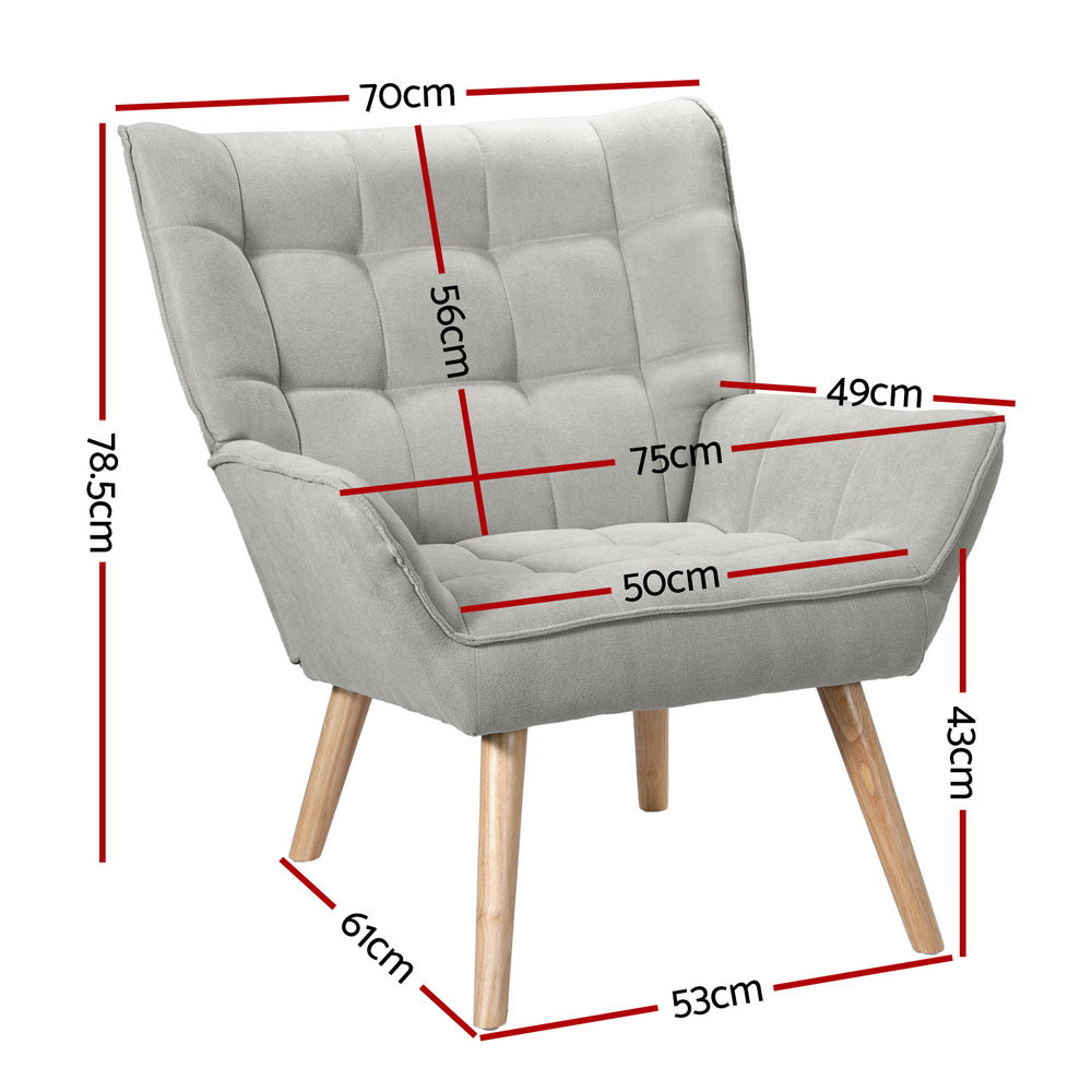 Artiss Grey Linen Accent Armchair Lounge Chair