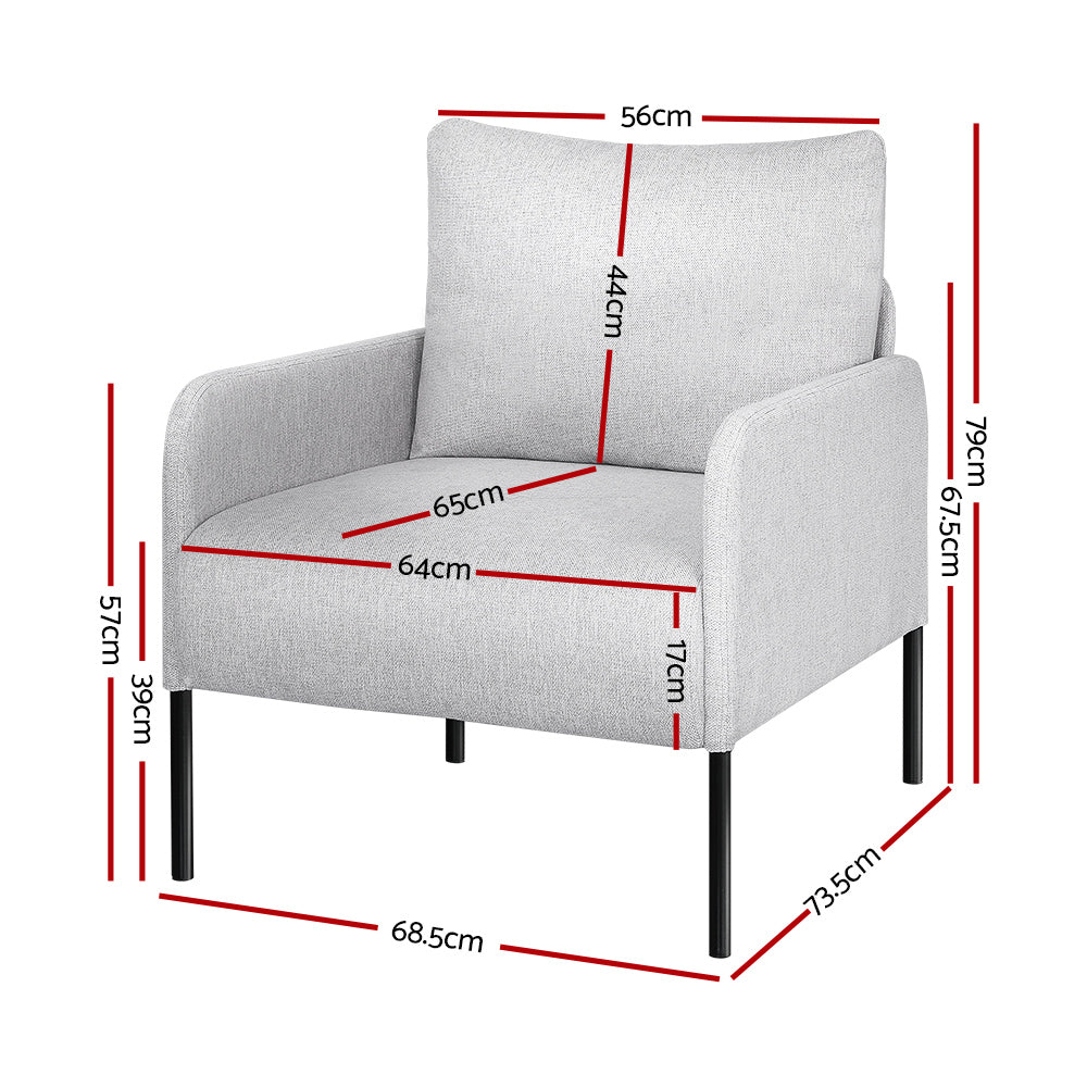 Artiss Kane Grey Linen Accent Armchair
