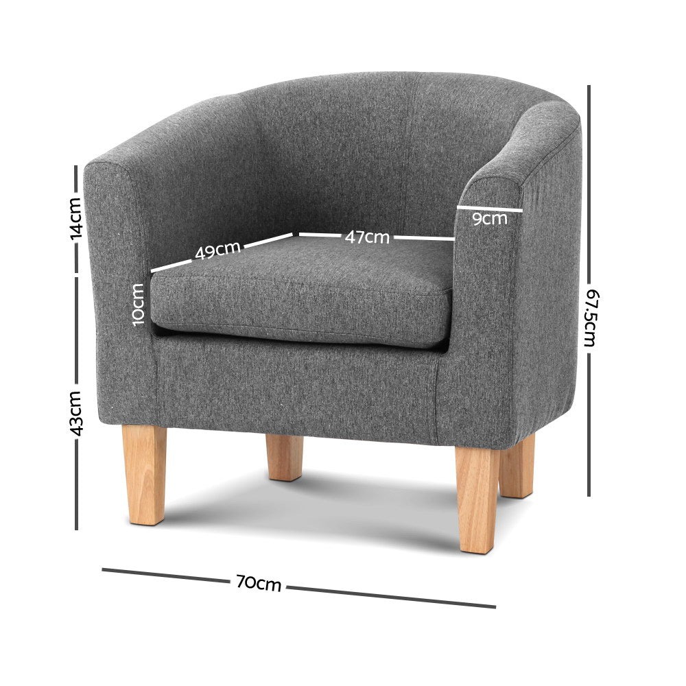Artiss Grey Abby Fabric Armchair Accent Chair