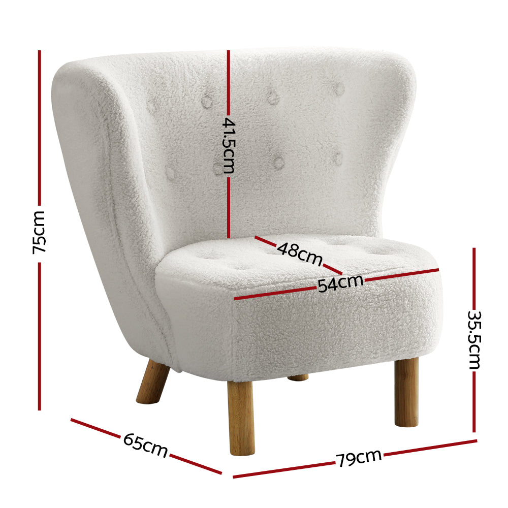 Artiss Felista Sherpa Accent Armchair White