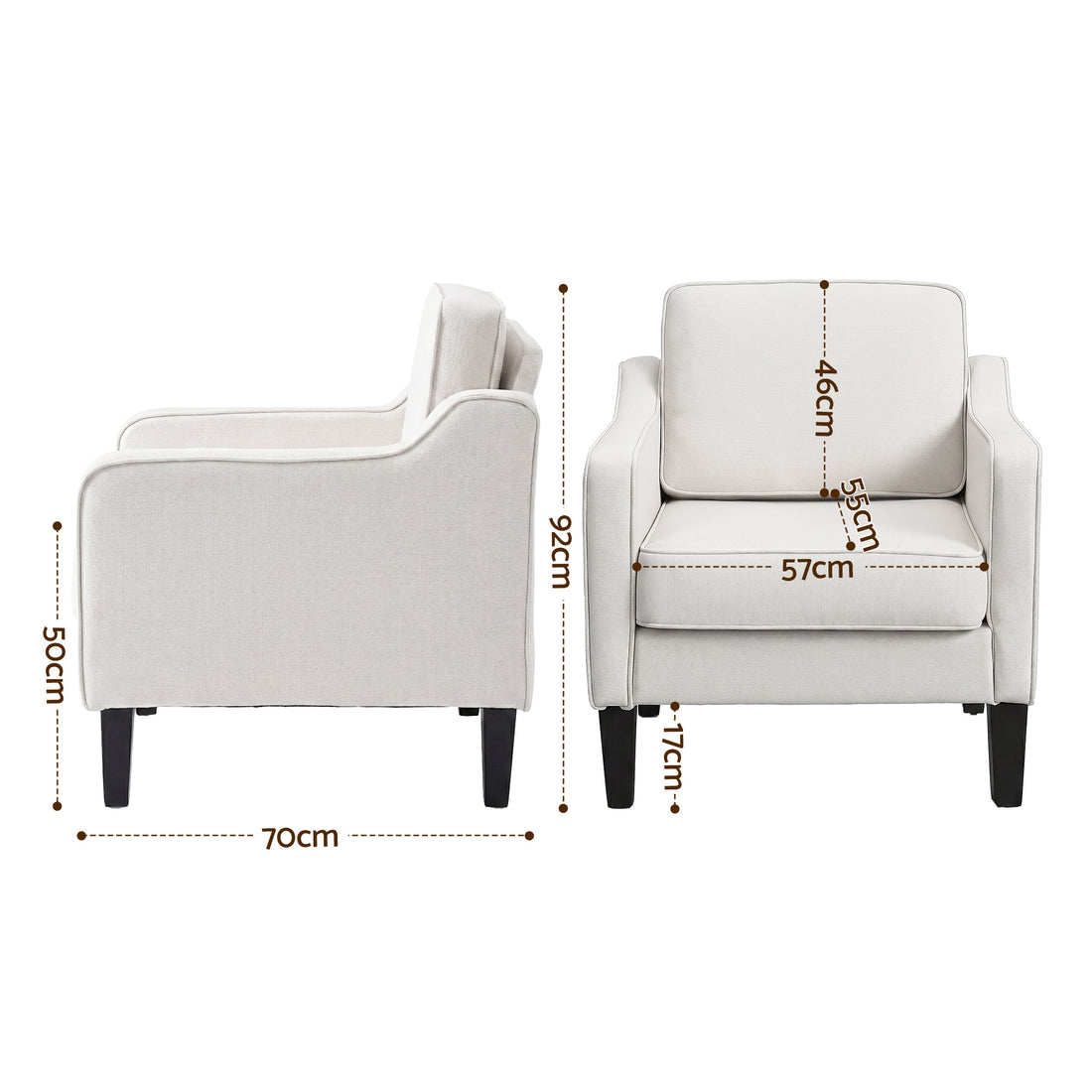 Artiss Beige Linen Accent Armchair Lounge Chair