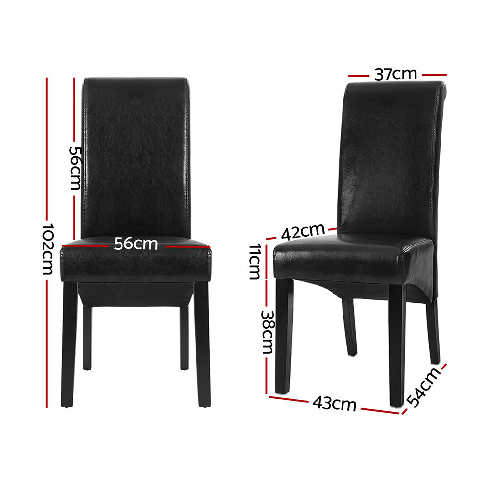 Artiss 2x Leather Parsons Dining Chairs Black