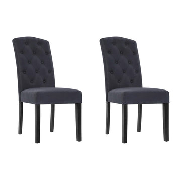 Artiss 2-Piece Dark Grey Linen Dansk Dining Chairs
