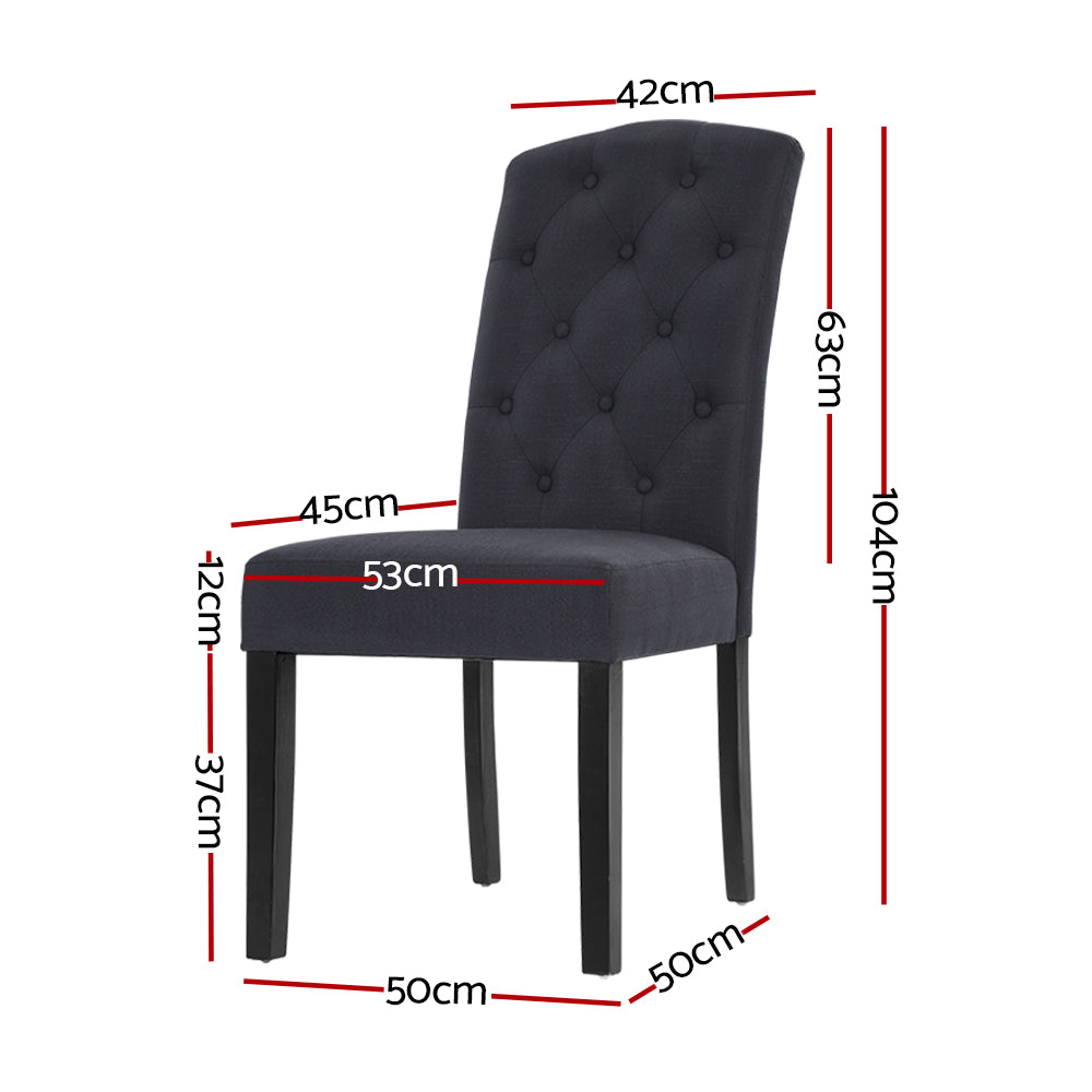 Artiss 2-Piece Dark Grey Linen Dansk Dining Chairs