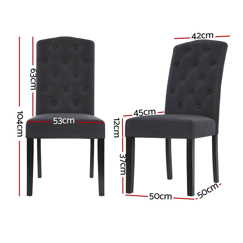 Artiss 4x Linen Parsons Dining Chairs Dark Grey