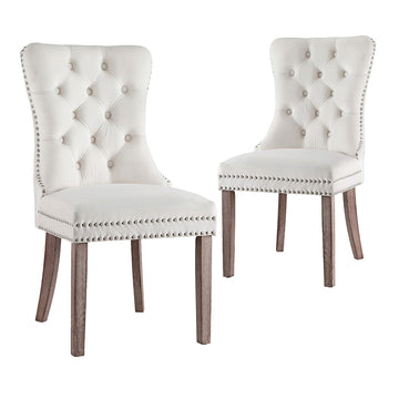 Artiss 2-Piece Beige Velvet Dining Chair Set