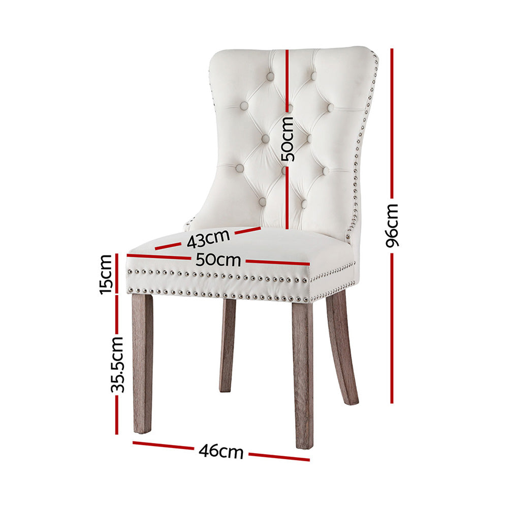 Artiss 2-Piece Beige Velvet Dining Chair Set