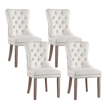 Artiss 4x Beige Velvet Dining Chairs