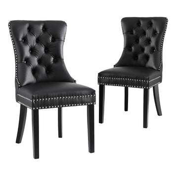 Artiss 2-Piece Black PU Leather Dining Chair Set
