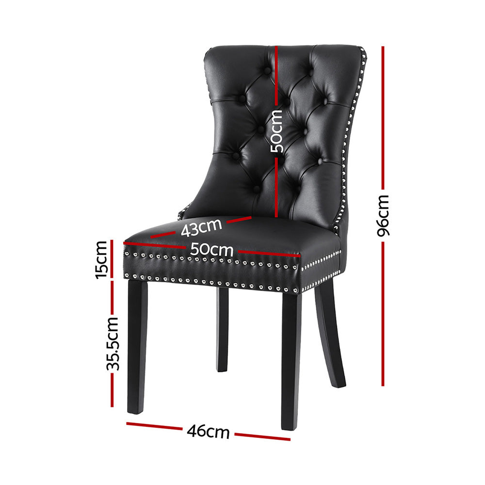 Artiss 2-Piece Black PU Leather Dining Chair Set