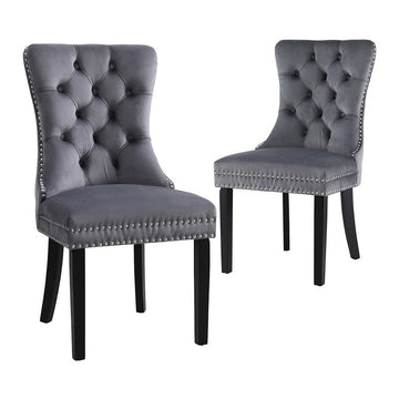 Artiss 2-Piece Grey Velvet Dining Chair Set