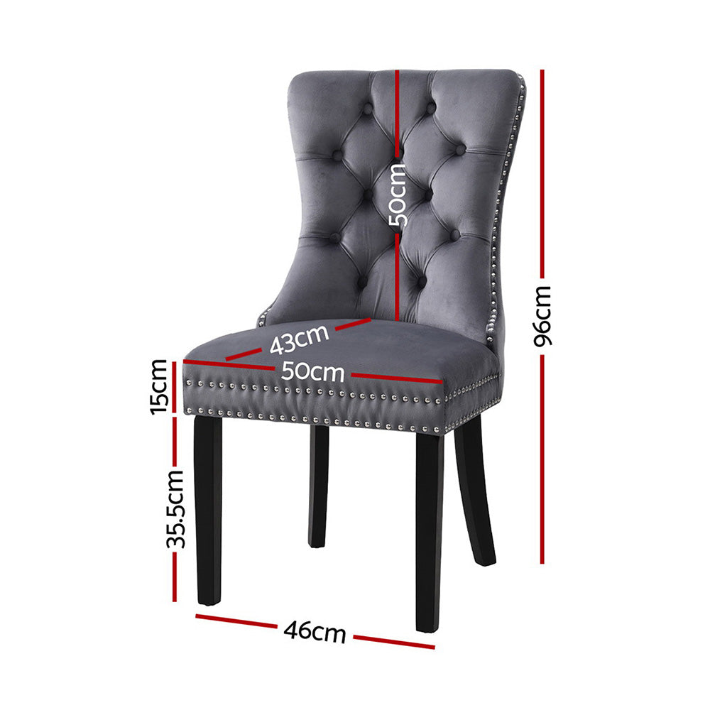 Artiss 2-Piece Grey Velvet Dining Chair Set